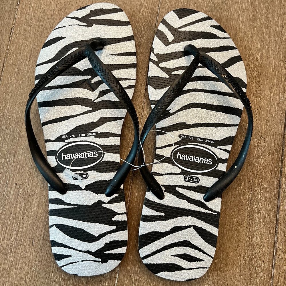 Havaianas Women's Slim Zebra Print Flip Flop Sandal Size 7/8